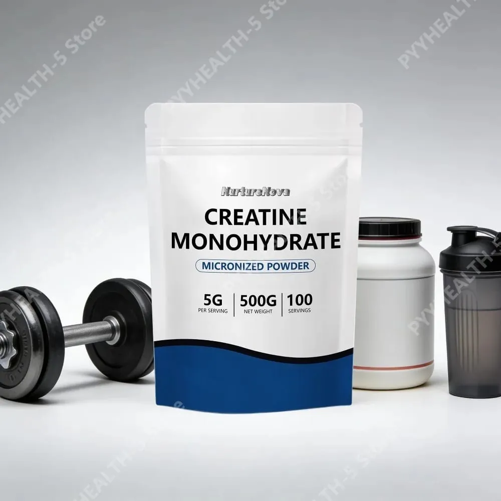 Creatina monohidratada em pó micronizada 5g por porção 100 CT 500g de peso líquido para nutrição esportiva suporte para treinamento físico