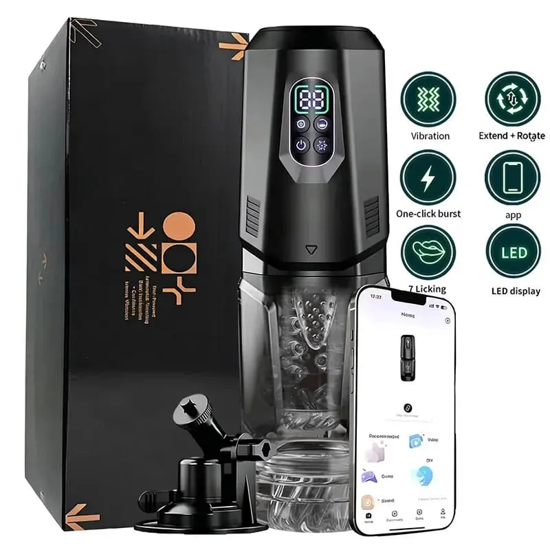 Automatic Masturbator Stroker Adult Toys with 7 Thrusting Rotating 7 Licking Vibrating Modes Hands-Free Sex Machine Pocket Pussy