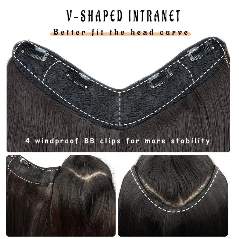 22 Polegada sintético longo micro encaracolado em camadas extensão do cabelo remendo natural olhando invisível peruca de uma peça para mulher — image 5