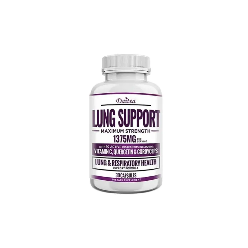 Suplemento de suporte pulmonar para limpeza e desintoxicação pulmonar com quercetina, bromelaína, vitamina C e cordyceps para suporte respiratório pulmonar