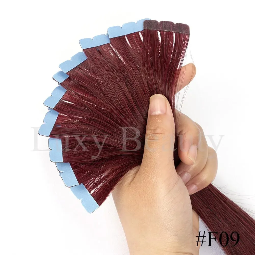 Mini fita colorida em extensões de cabelo, fita invisível sem costura em cabelo humano 10 tamanhos rosa vermelho verde roxo azul mini fita de cabelo