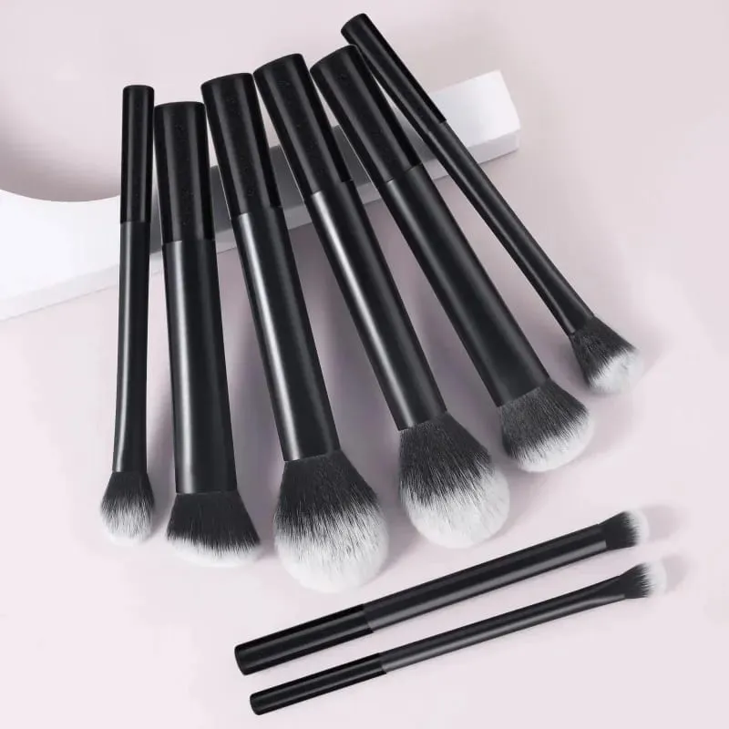 Conjunto de pincéis de maquiagem preto multifuncional, 8/12 peças, com cerdas macias de ovo de beleza para todos os tipos de pele, pincéis cosméticos sem álcool