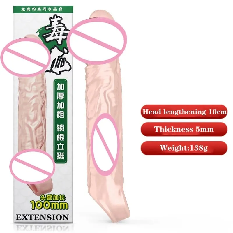 Large Penis Extension Sleeve Reusable Soft and Stretchable Delayed Ejaculation Condoms Male Dildo Extender Male Sex Toys