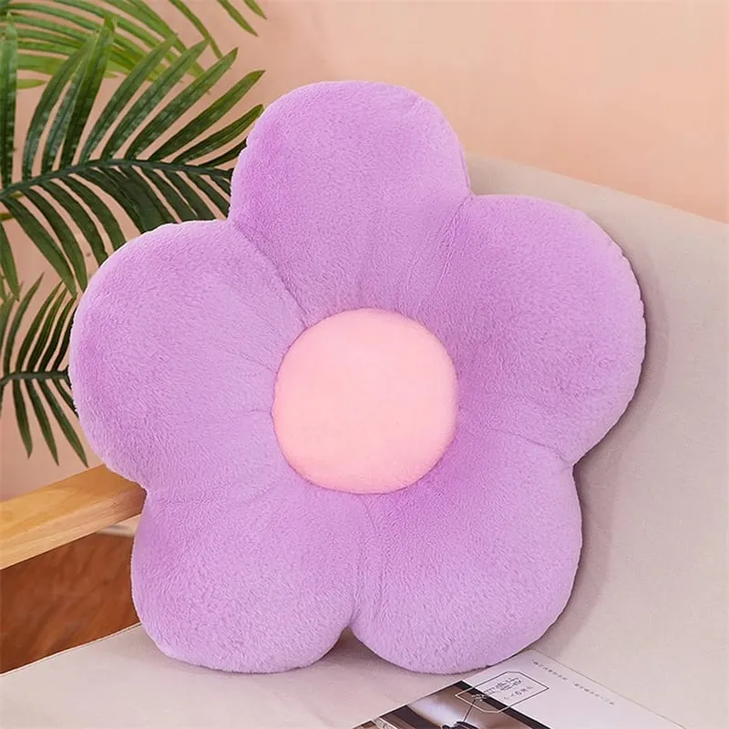 Practical 35cm Kawaii Colorful Flower Plush Pillow Cushion Soft Sunflower Plant Mat Stuffed Sofa Bed Sleeping Back Decor Gifts