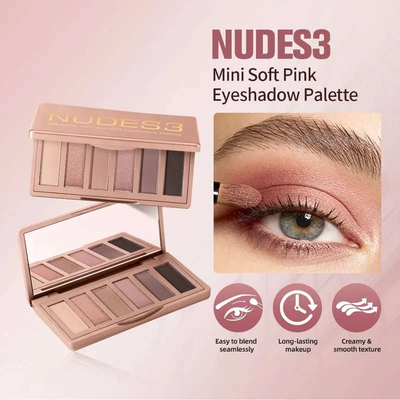 Matte Shimmer Nude Eyeshadow & 6 Tone Blush Powder Palette Long Lasting Blendable Face Eye Makeup Kit with Applicator Brushes