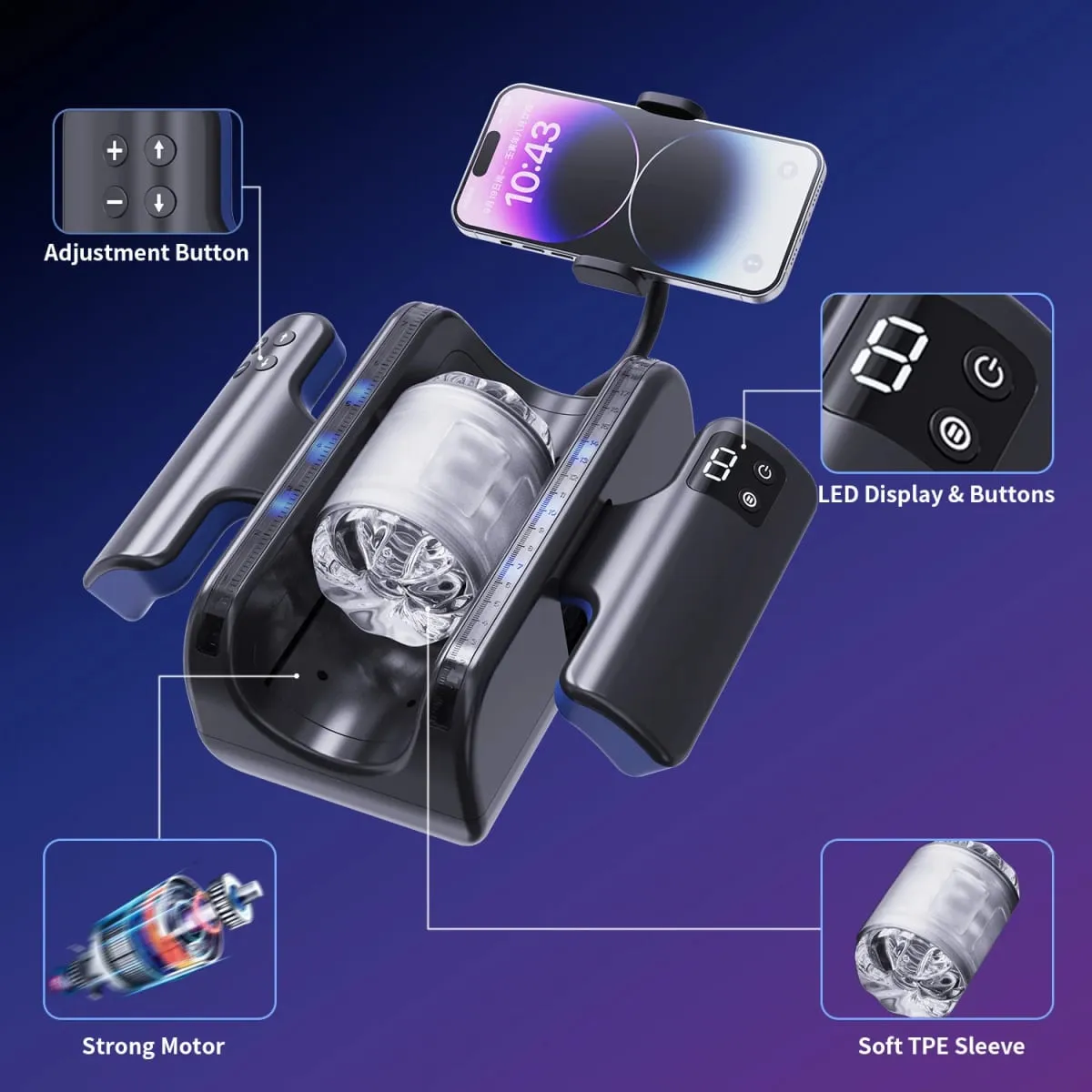 Automatic Telescopic Male Masturbator High Speed Piston Stroker Pocket Pussy with 12cm Thrusting Distance Sex Toys for Men 18