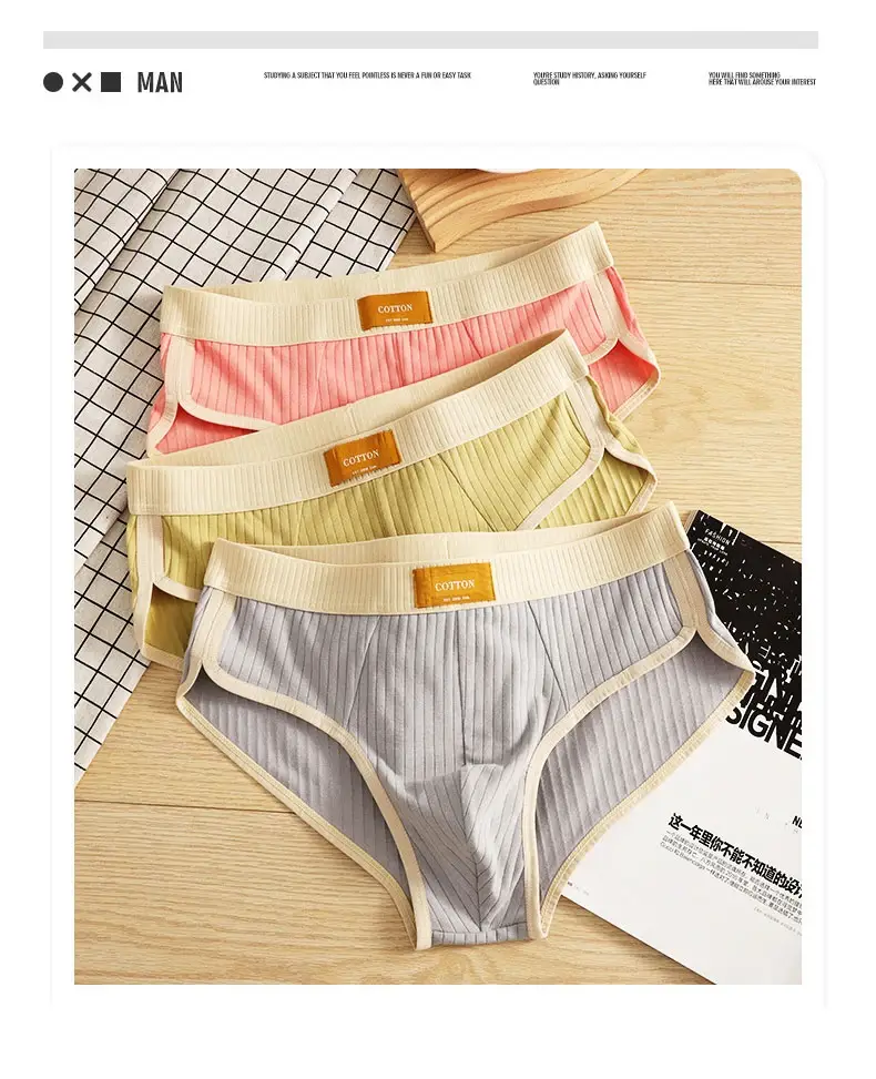 Men's Cotton Briefs High Quality Comfortable Underpants Breathable Shorts Underwear Soft U Bulge Pouch Sexy Panties Homme Cueca
