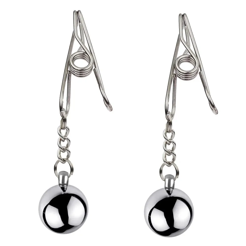 Clipes de braçadeira de mamilo pesado, estimulador de escravo de peso, clipes de metal com bola de peso, bondage, brinquedo sexual para mulheres