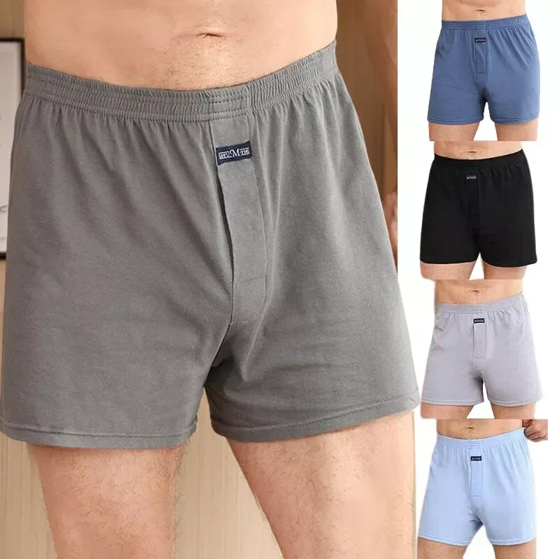 Men's Boxer Pantie Lot Underpant Loose Large Short Cotton Plus Size Underwear For Men Boxer Briefs Solid Middle Male Boxer — image 9