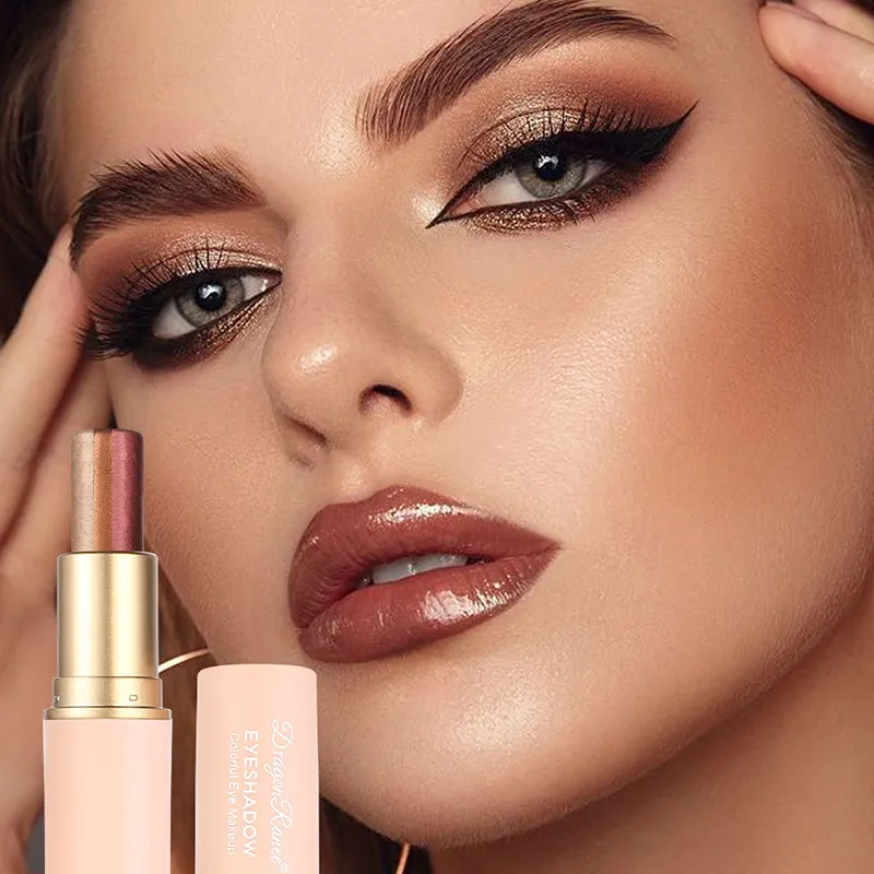 Caneta de sombra de três cores destacando vara impermeável fácil de usar glitter pérola sombra vara shimmer one-swipe olhos maquiagem