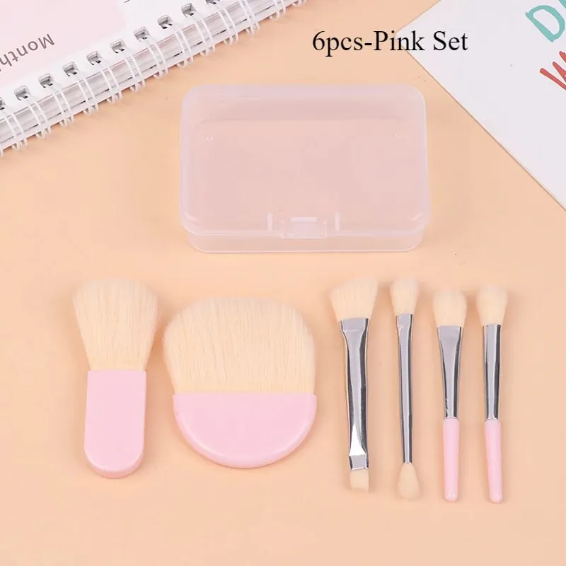 6Pcs Mini Travel Makeup Brushes Set with Clear Box Portable Cosmetic Powder Foundation Blush Blending Concealer Make Up Brushes — image 8