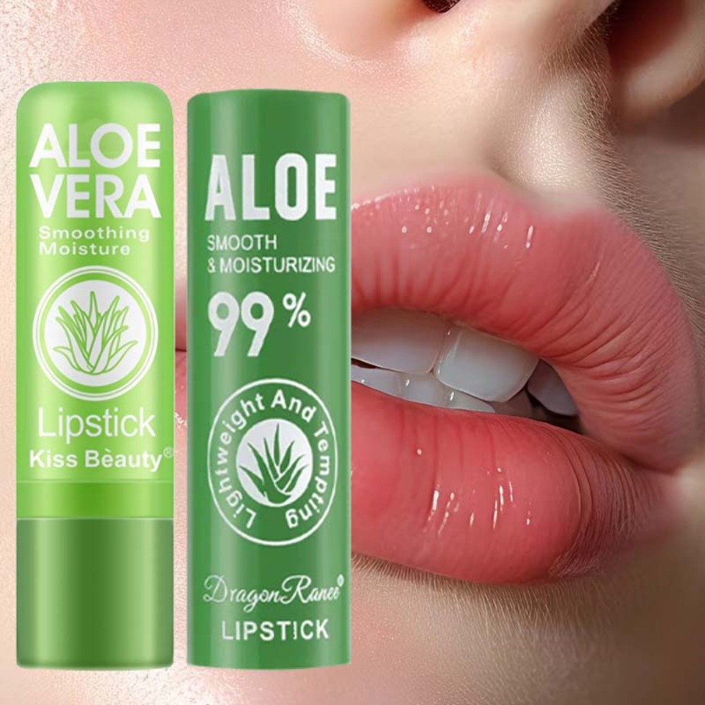 Batom que muda de cor de aloe vera, hidratante de longa duração, bálsamo labial ativado pela temperatura, resistente ao desbotamento, conjunto de cuidados labiais nutritivos