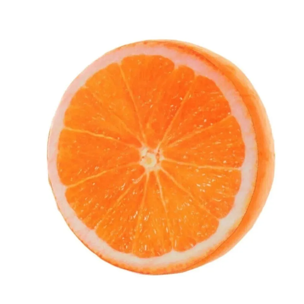 可愛圓形水果抱枕水果切片印花毛絨布藝座墊填充內仿真毛絨抱枕沙發裝飾