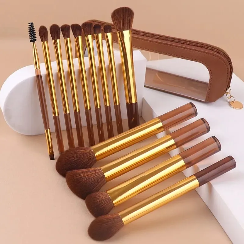 Conjunto de pincéis de maquiagem profissional, 13 peças, 13 pincéis de alta precisão com bolsa de armazenamento portátil, ferramentas cosméticas para mistura de base