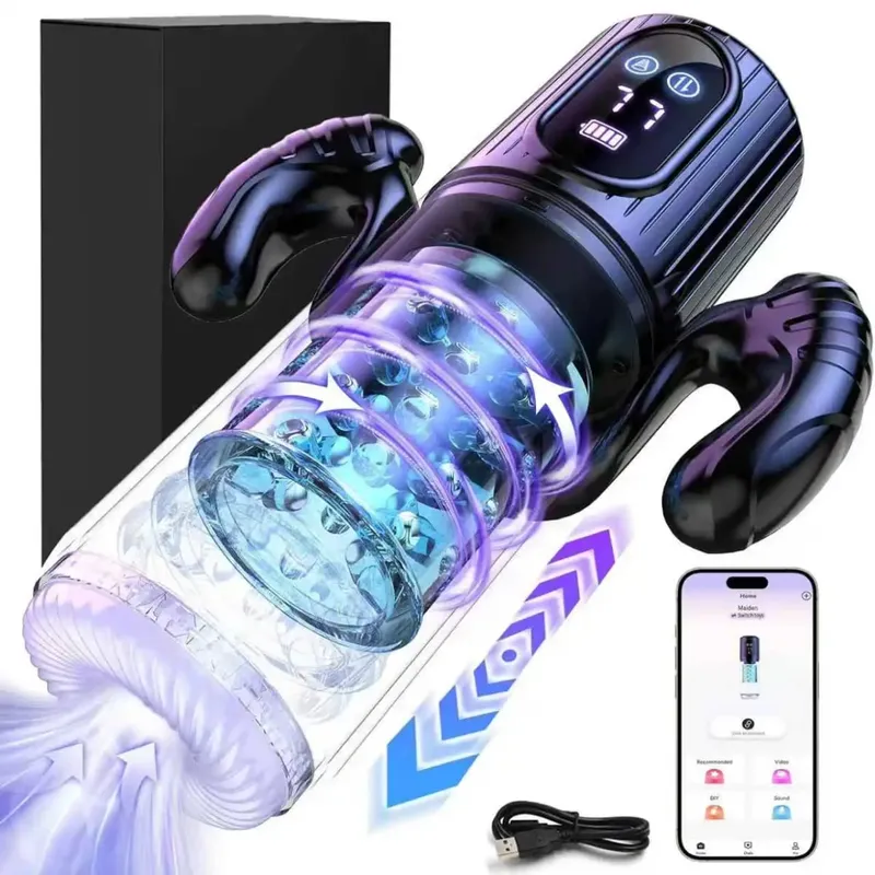 Pistão rotativo de alta velocidade, impulso automático, masturbador, vagina telescópica, boquete, masturbação, brinquedos sexuais para homens 18