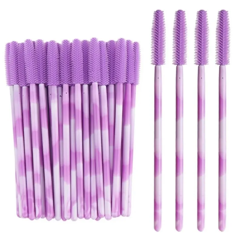 50 pçs pincéis de cílios descartáveis ​​ferramentas de maquiagem de silicone rímel varinha aplicador arco-íris cor microbrush sobrancelha pente menina