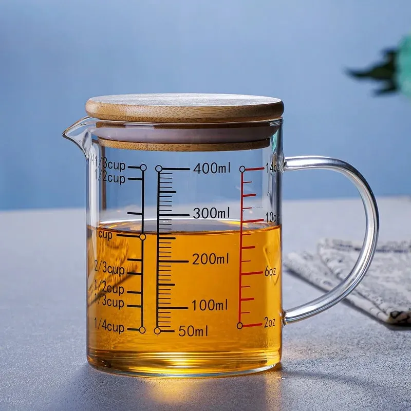 Tasses à mesurer en verre Borosilicate, tasse à échelle en verre transparent avec poignée, bec en forme de V, bécher à mesurer en verre de cuisine