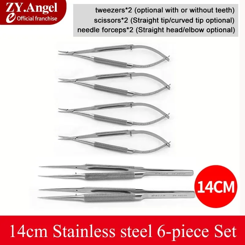 Ophthalmic Microsurgery Instruments Scissors Needle Holders Tweezers Stainless Steel 4/6/8 Piece Set Of Ophthalmic Surgical Tool