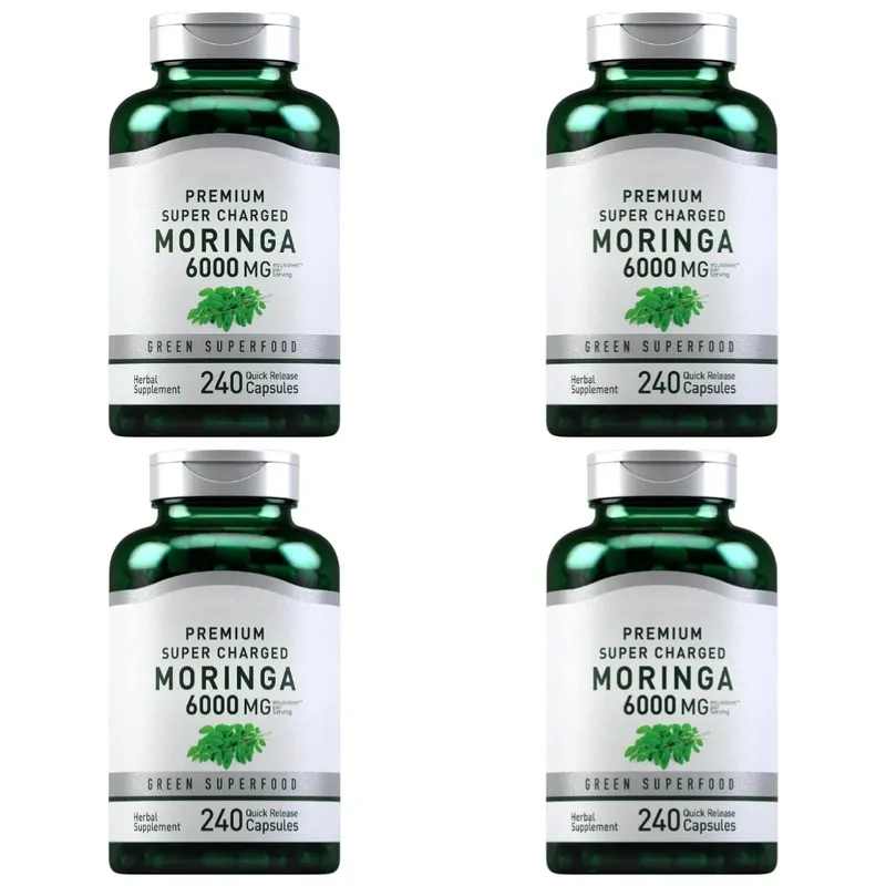 Suplemento de Moringa Oleifera 6000mg Extrato de Folha Concentrado Suporta Saúde e Bem-Estar Geral Não OGM 240 Cápsulas para Adultos
