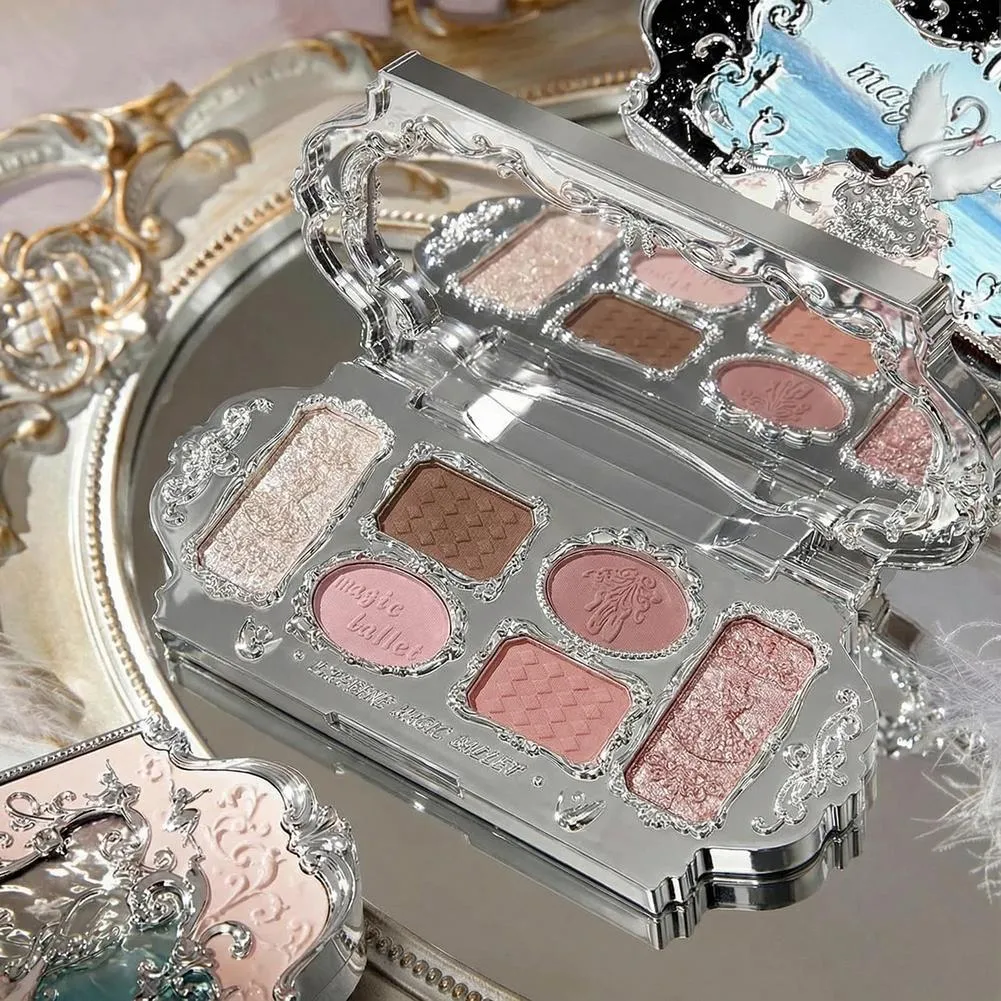 Paleta de sombras de balé mágico, paleta de sombras de balé de cisne, fosca, fina, brilhante, pérola, rosto, glitter, sombra de olho