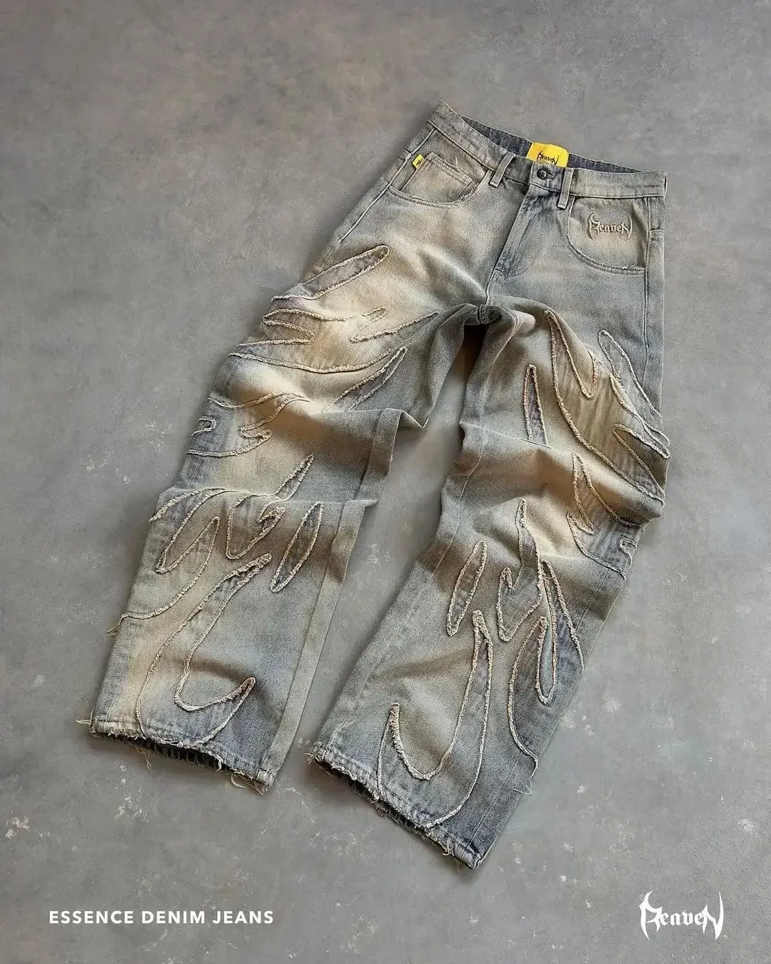 Elixir X Cozy 可拆卸牛仔褲復古龐克街頭拉鍊拼布條紋牛仔褲男士黑色寬鬆嘻哈拼接牛仔褲