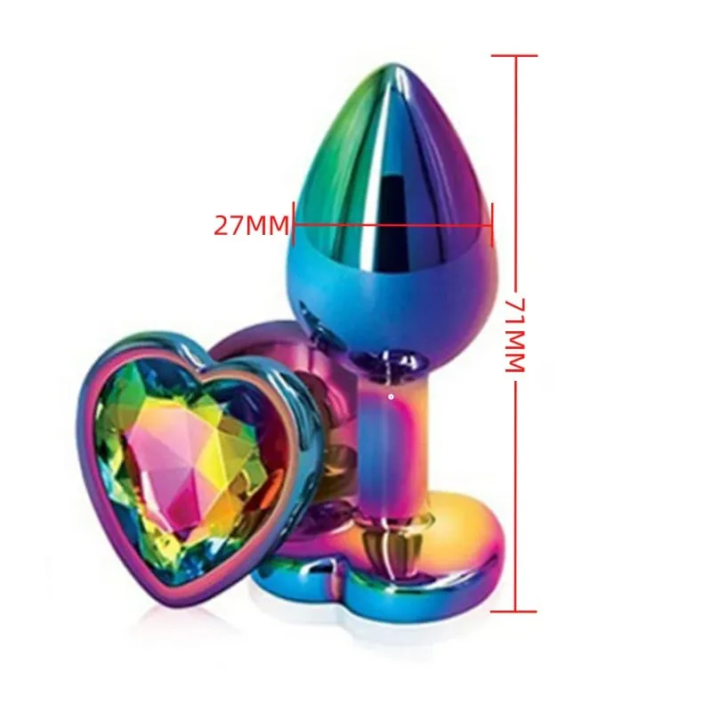 Small Size Metal Anal Beads Butt Plug Mini Rainbow Rose gold Butt Plug Crystal Jewelry Trainer Anal Dildo Masturbation Sex Toy