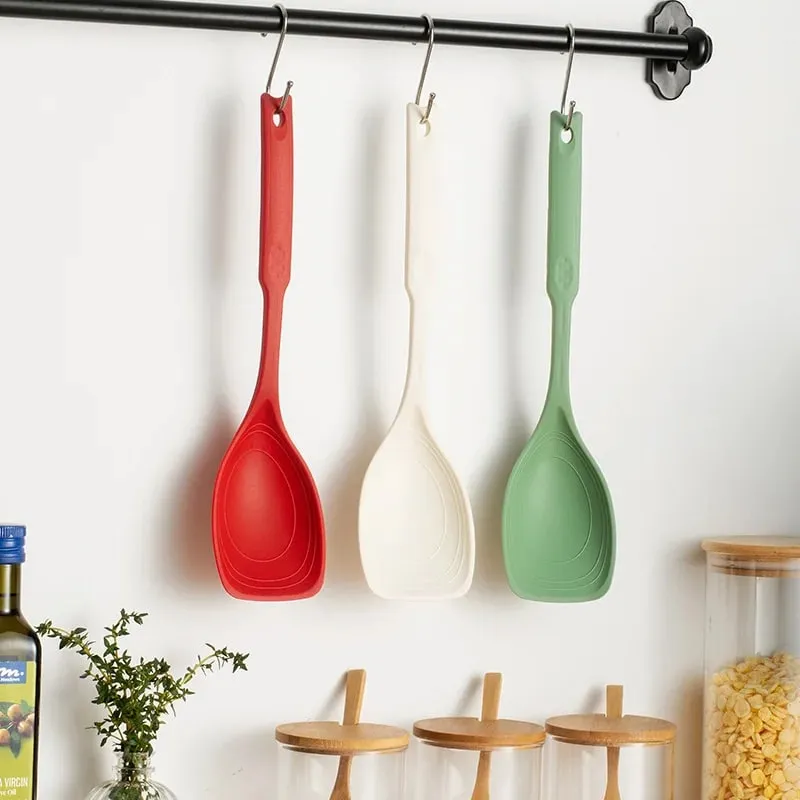 Espátula e colher de silicone multifuncional, panela antiaderente doméstica, espátula especial para fritar, cozinha, colher