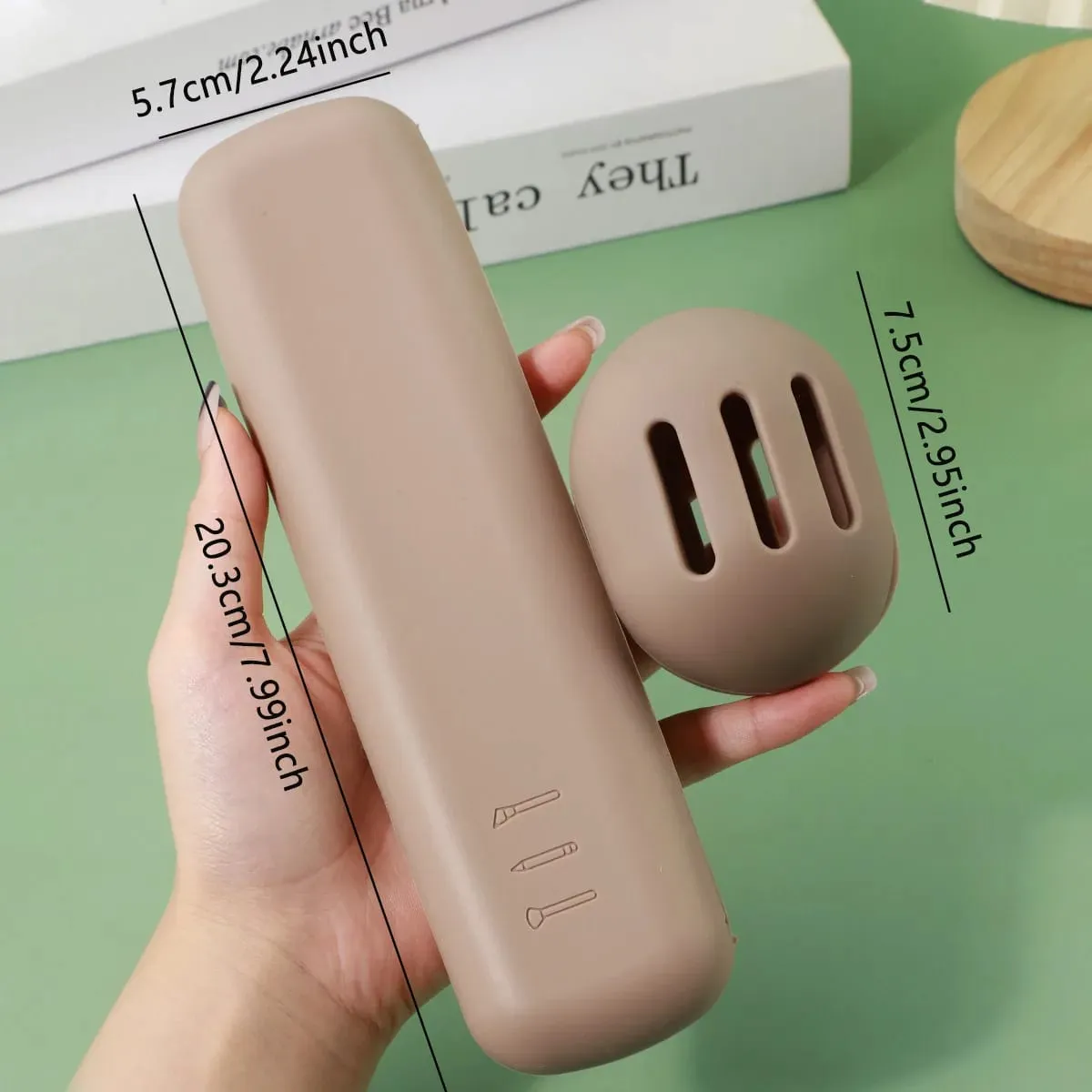 Suporte de pincel de maquiagem de viagem, 2 peças, silicone, bolsa de pincéis cosméticos, estojo de esponja de maquiagem, portátil, à prova d'água, ferramentas de maquiagem para mulheres
