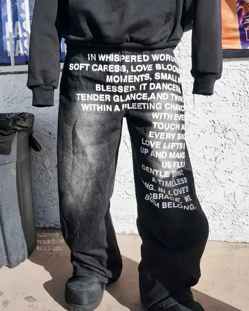 Americano retro estampado alfabeto masculino jeans personalizado roupas de rua y2k goth moda masculina e feminina calças casuais