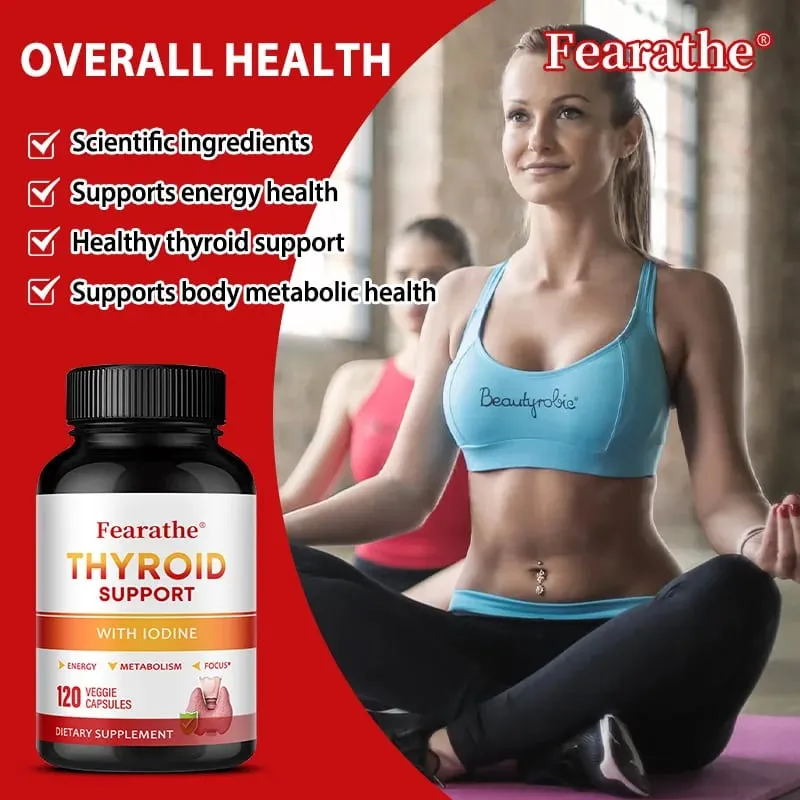 Cápsulas de suporte para tireóide, iodo, magnésio, vitamina b12, complexo, alívio da fadiga, humor, energia, metabolismo e suplemento de foco mental