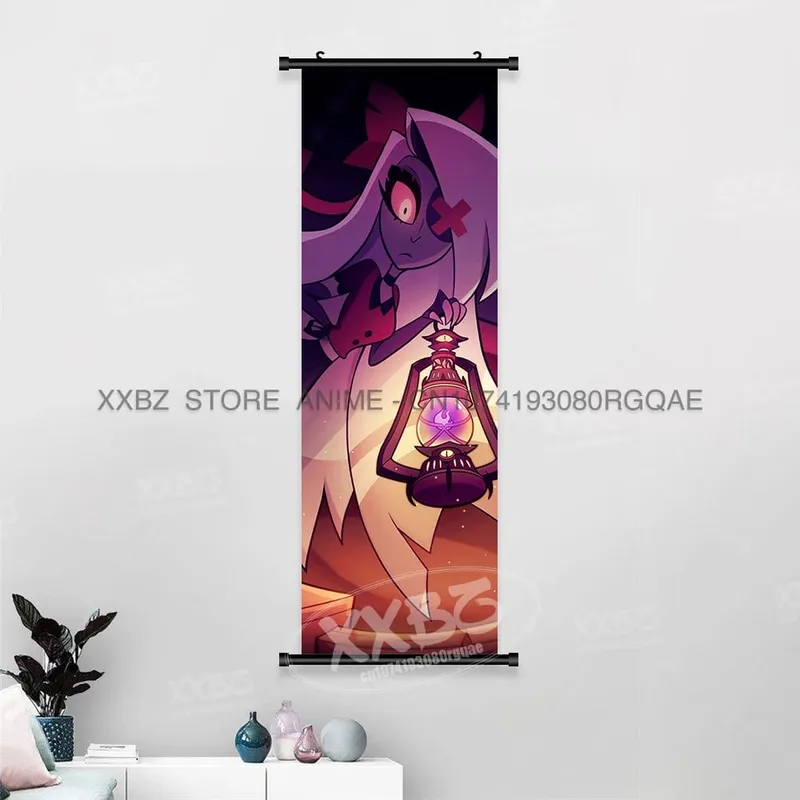 Simple Black Comedy Hazbin Hotel Home Decoration Hanging Painting Cartoon Wall Artwork Scrolls Picture Room Canvas Print Posters