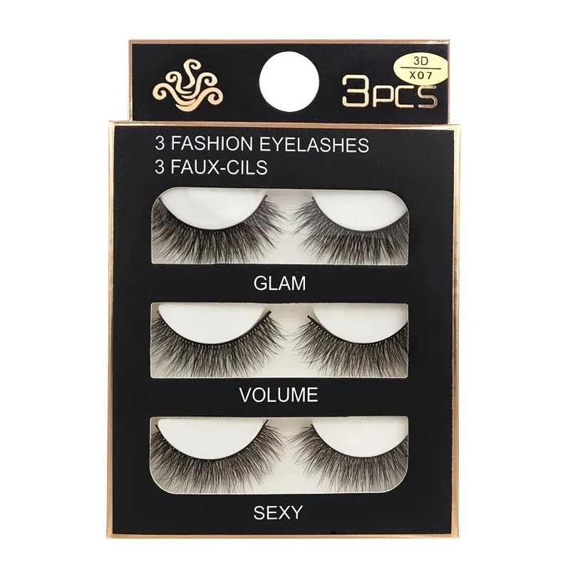 Falso cils 3 pares cílios postiços naturais longos 3d vison cílios macios macios finos feitos à mão cílios falsos ferramentas de maquiagem dos olhos
