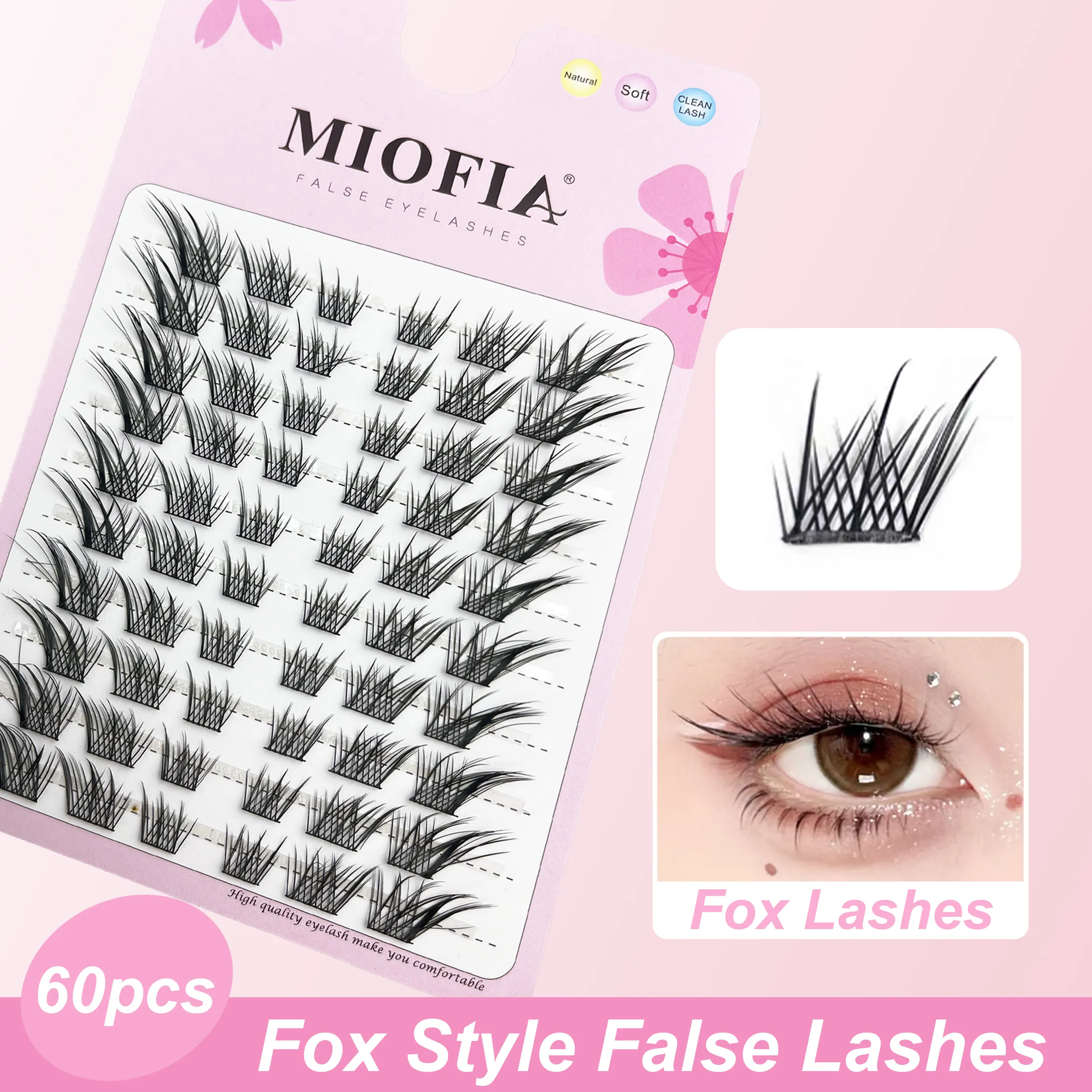 Cluster Lashes Natural Eyelash Extension Fluffy Fox Eye Lashes Mixed Tary Large Capacity Anime Lashes DIY Eyelash Cluster