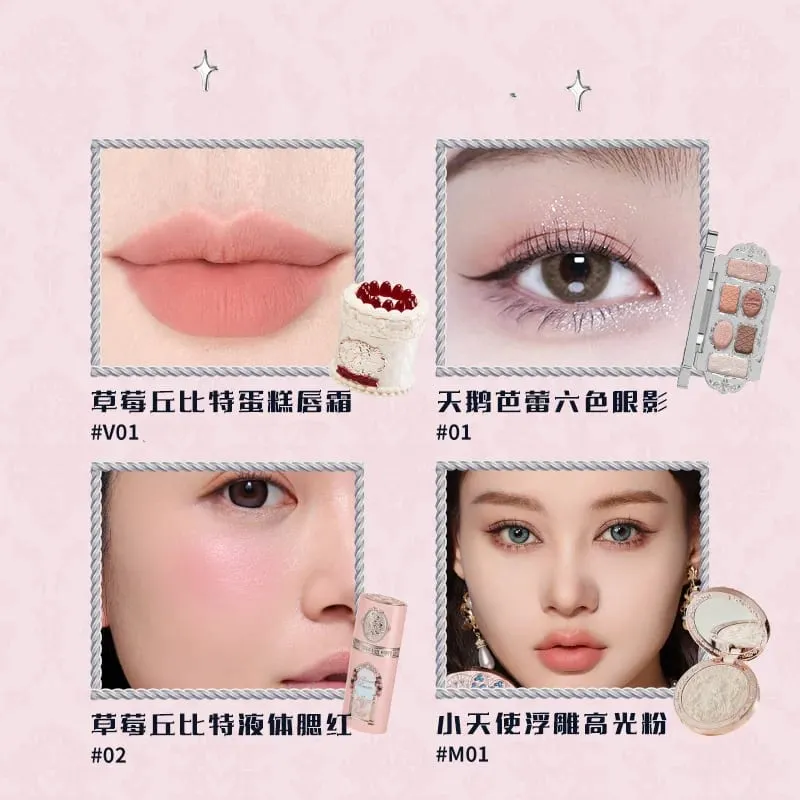 Flor sabe conjunto de maquiagem lábio lama iluminador pó blush sombra de olho maquiagem profissional presente kit para menina cosméticos conjunto completo