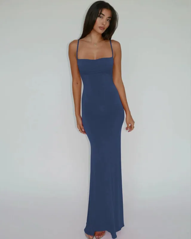 Hugcitar verão sólido sem mangas sem costas elegante sexy bodycon y2k maxi vestido de baile roupas femininas festa de aniversário casual y2k