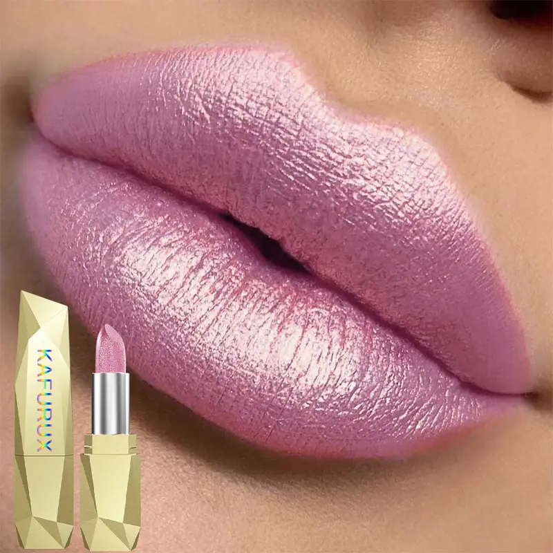 Batom metálico com glitter, acabamento hidratante, 19 cores, vermelho, rosa, brilhante, altamente pigmentado, lábios, maquiagem, presentes, cosmético, 1 peça — image 2