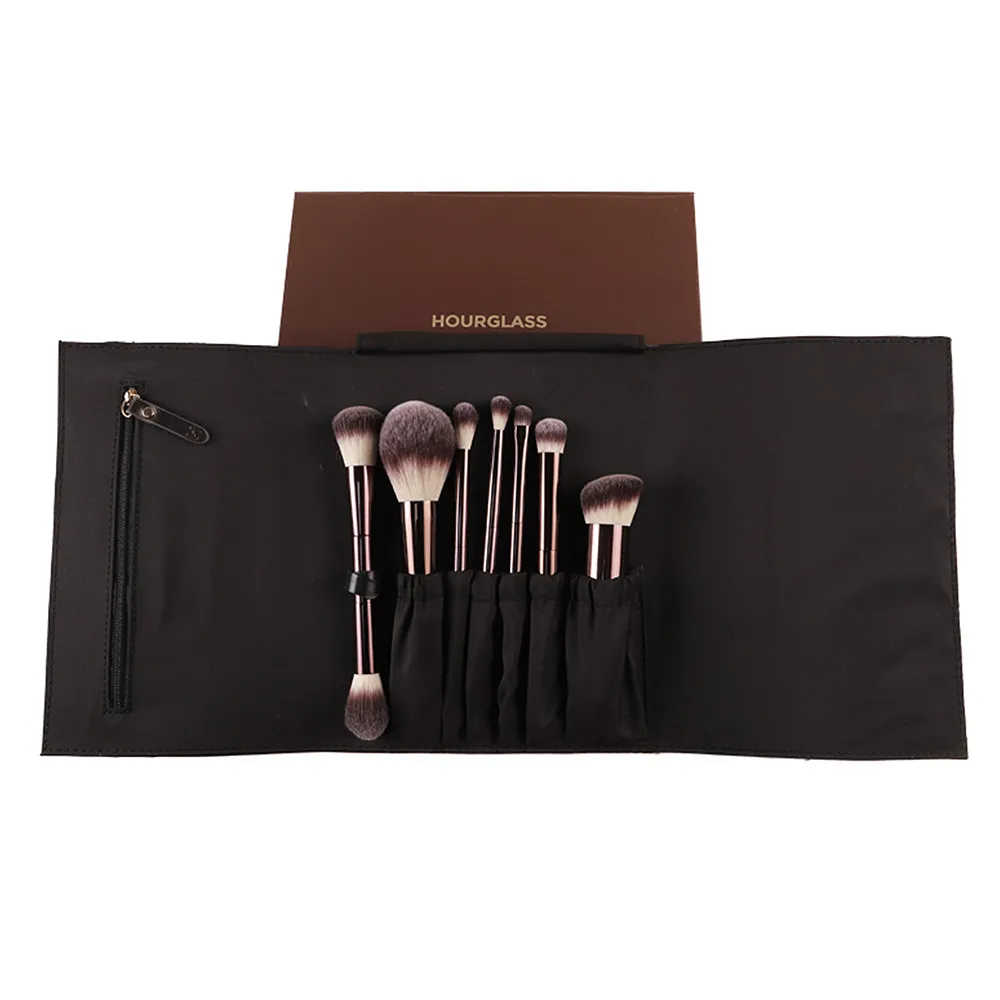 7 pçs/set Ampulheta pincéis de Maquiagem Pó Fundação Blush Sombra Vinco Pincel de Maquiagem Corretivo com saco de cosméticos caixa de Presente — image 5