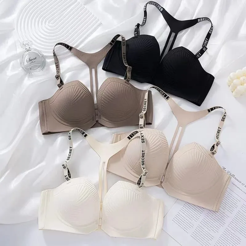 2025 sem costura sem costas fechamento frontal push up sutiã com alças de carta em forma de y anti-flacidez para mulher lingerie sexy