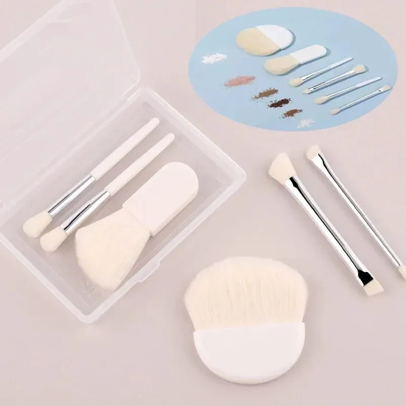 6Pcs Mini Travel Makeup Brushes Set with Clear Box Portable Cosmetic Powder Foundation Blush Blending Concealer Make Up Brushes — image 1