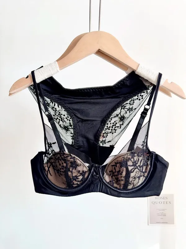 Women Lace Bra Panty Set Soft Underwire Thin Cup Push‑Up Support Intimates Lingerie Suit For Small Bust 32‑38 Fashion Underwear — image 9