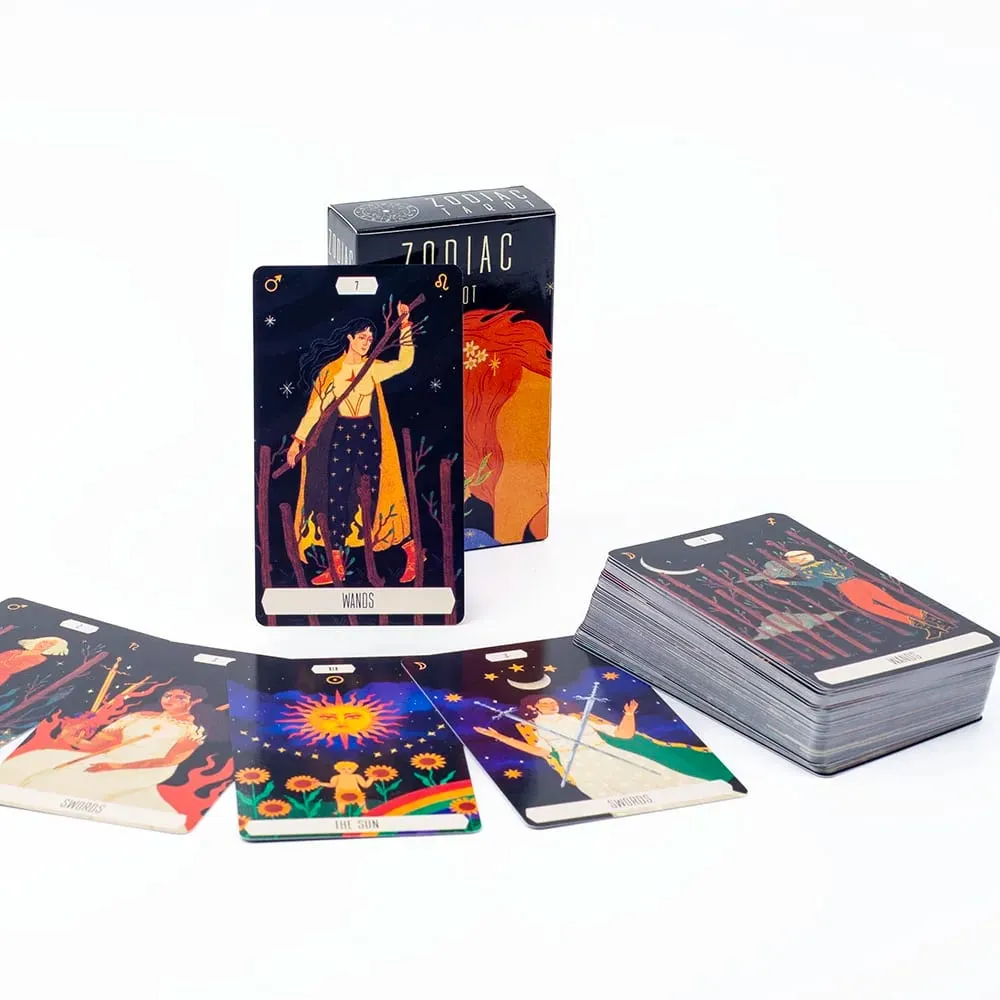 Baralho de tarô do zodíaco com 78 cartas, caminho divinatório sob as estrelas, jogo de tabuleiro envolvente para reunião familiar, 10,3 x 6 cm