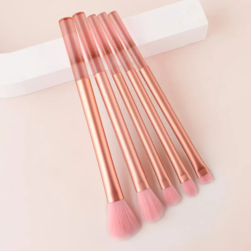 5 pçs transparente glitter haste pincéis cosméticos multi-função blush pó sombra sobrancelha aplicadores de maquiagem