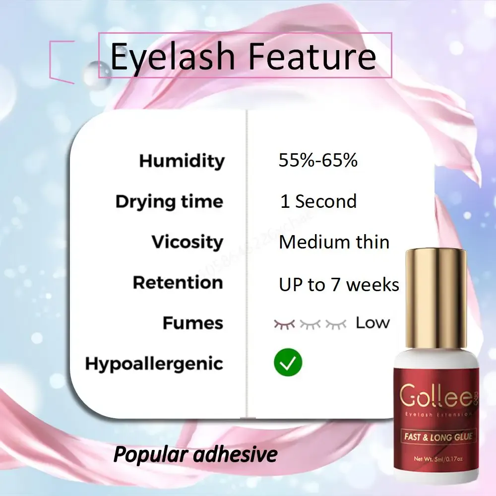 Gollee Professional Eyelash Glue Eyelash Extension Fast Drying Long Strong Lash Glue False Eye Lash Adhesive — image 4