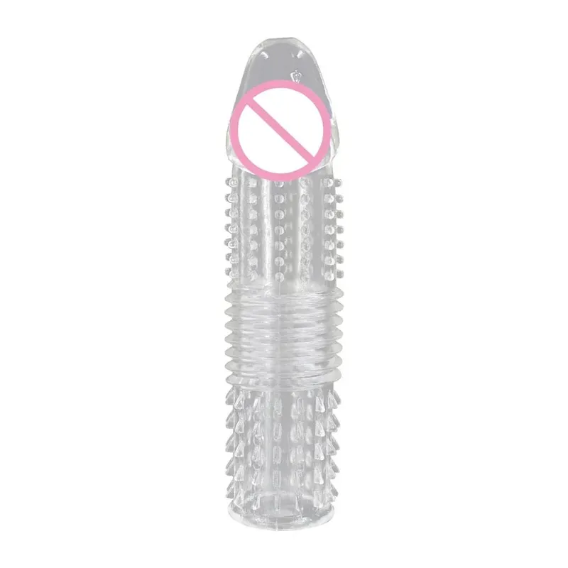Reusable Penis Extender Enlargement Condom Penis Sleeve Extension Delay Ejaculation Anal Sex Toys For Men No Vibrator For Women