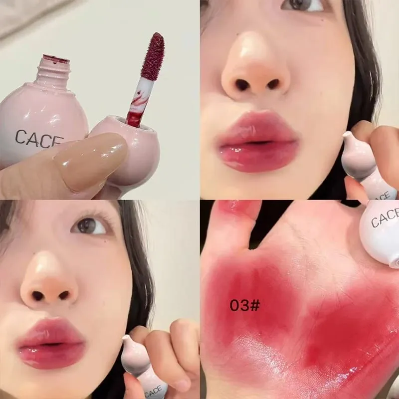 Mini cabaça design esmalte labial 3 cores conjunto de maquiagem hidratante duradouro vidro de água lipgloss matiz hidratante mancha labial cosméticos
