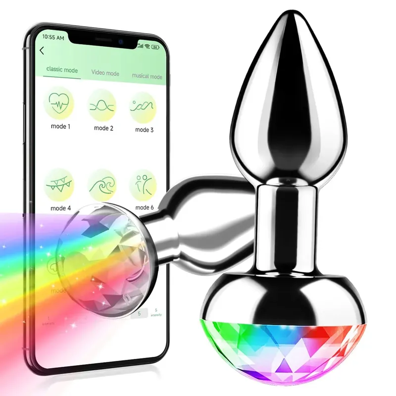 語音控制肛門塞震動器 APP 無線控製女性陰道自慰器屁股塞 LED 彩色燈女式性玩具