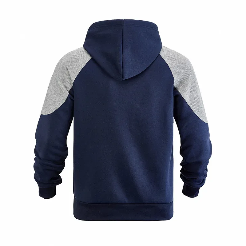 Autumn Winter Men Color Block Raglan Hoodie Textured Chest Panel Drawstring Kangaroo Pocket Loose Casual Streetwear Sweatshirt