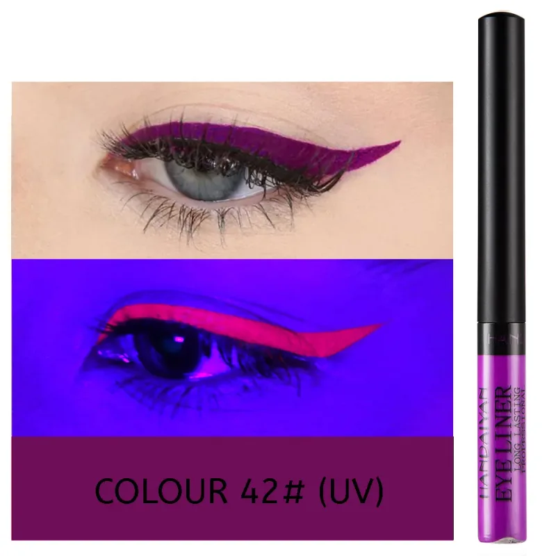 Caneta delineadora neon com luz uv, maquiagem para olhos, vermelho, à prova d'água, cor líquida, lápis de maquiagem, cosméticos, amarelo, fosco, roxo