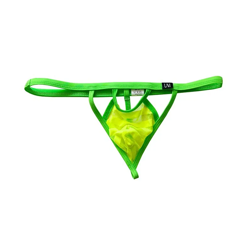 Nova malha transparente de cintura baixa masculina t-back tanga fina estiramento macio respirável leve sexy roupa interior