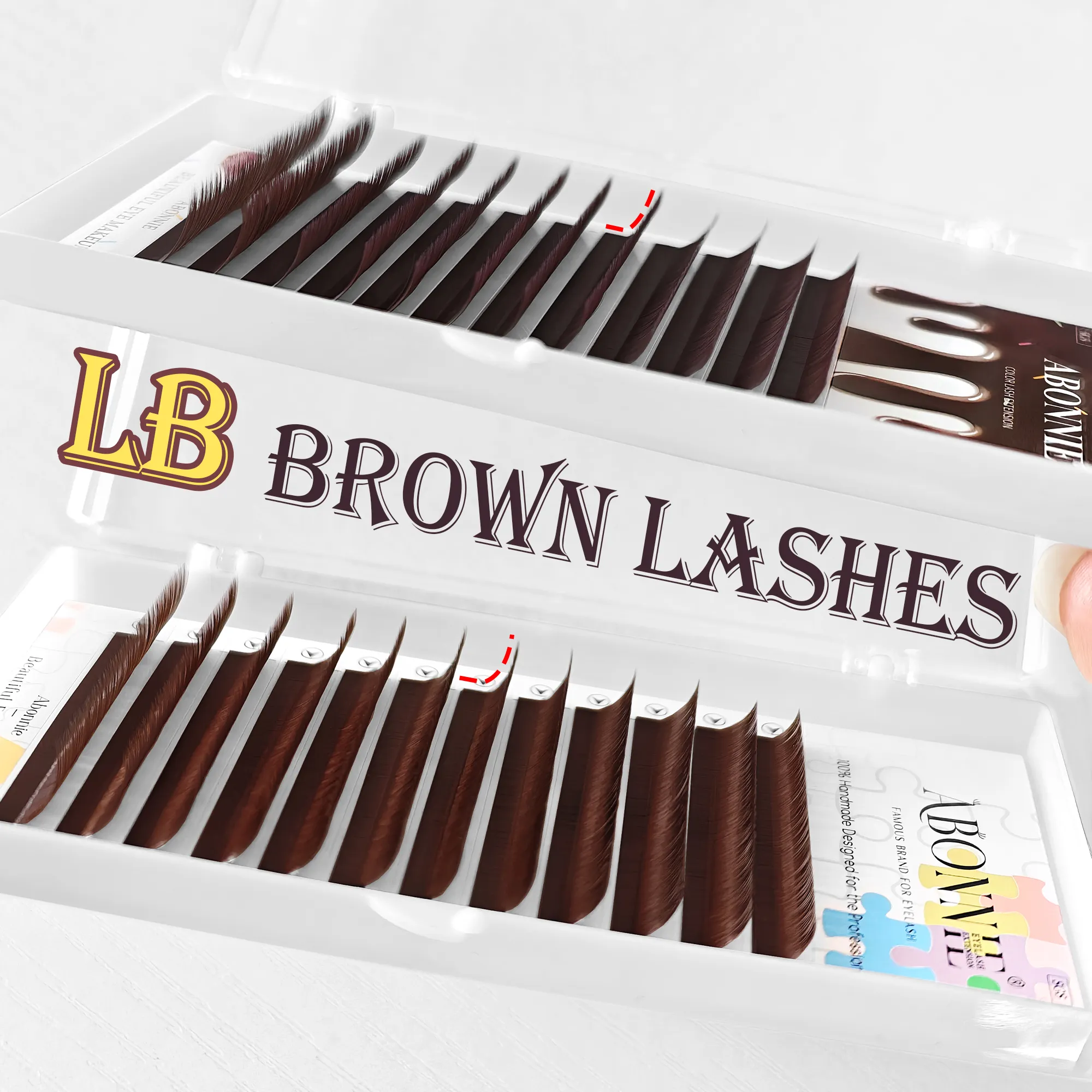 Abonnie LB Brown Lashes M Curl Extensões de cílios clássicas Foxy Eye Lash Cocoa Lashes Cílios coloridos Cílios fofos